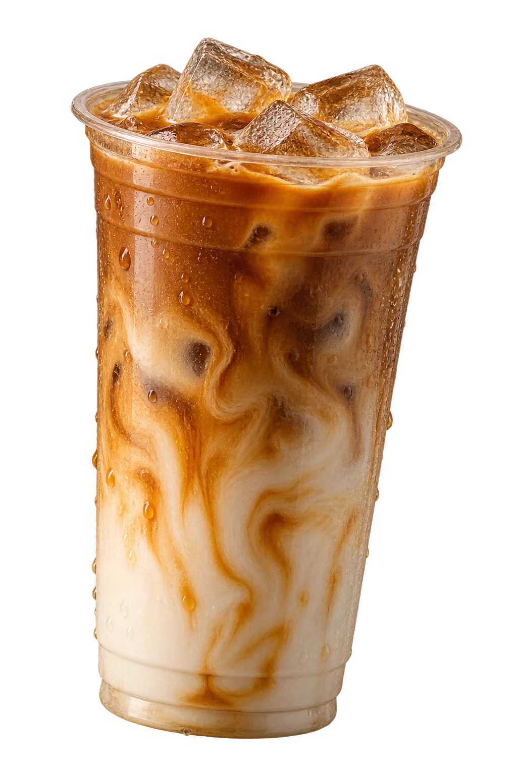 IJskoffie met karamel en ijsblokjes